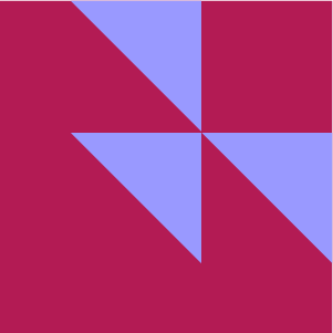 Three triangles in the top right corner of a square.