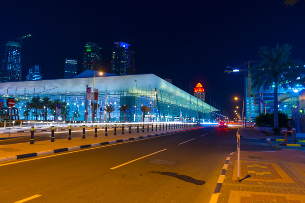 Night view of DECC, Doha, Qatar