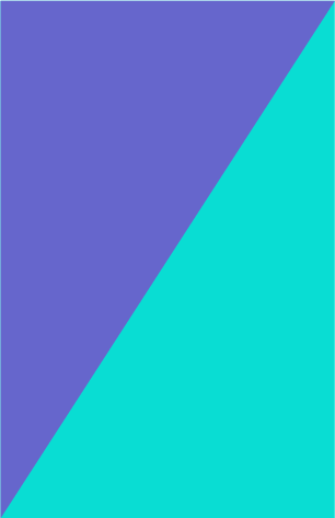 A rectangle divided along a diagonal line into two areas of solid colour.