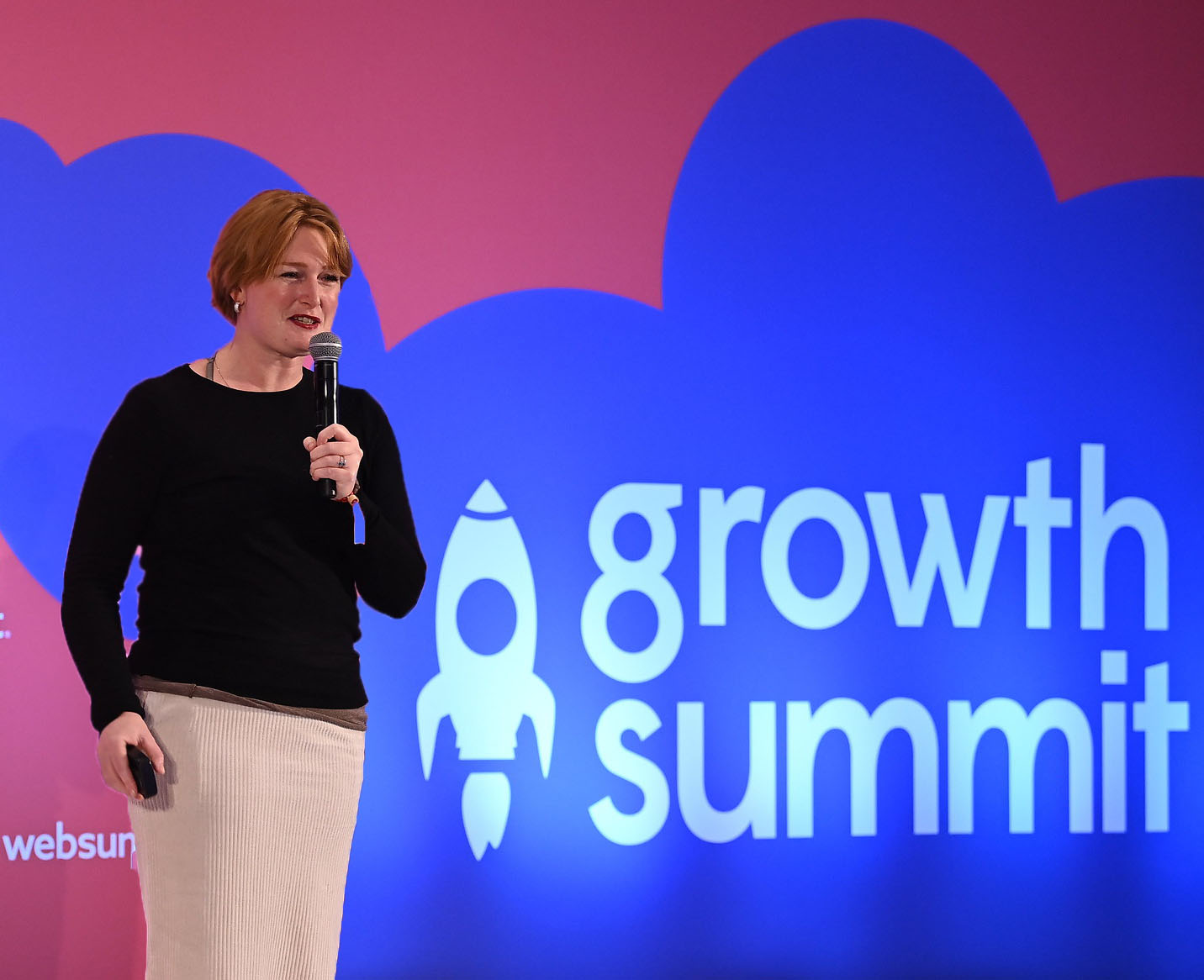 Lucie Glenday, CEO, MySense, on Growth Summit stage during day three of Web Summit 2022 at the Altice Arena in Lisbon, Portugal