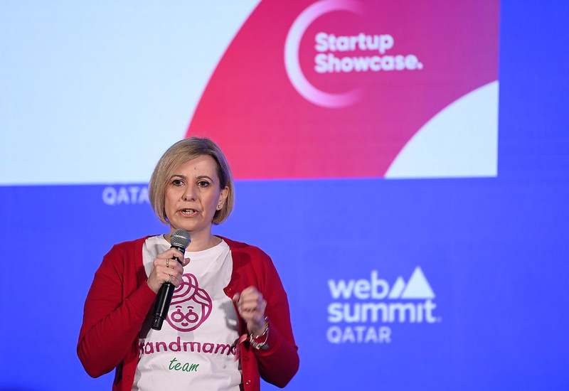 Vicky KLIMI, CEO & Co-founder, GRANDMAMA SA, on Startup Showcase stage during day three of Web Summit Qatar 2024