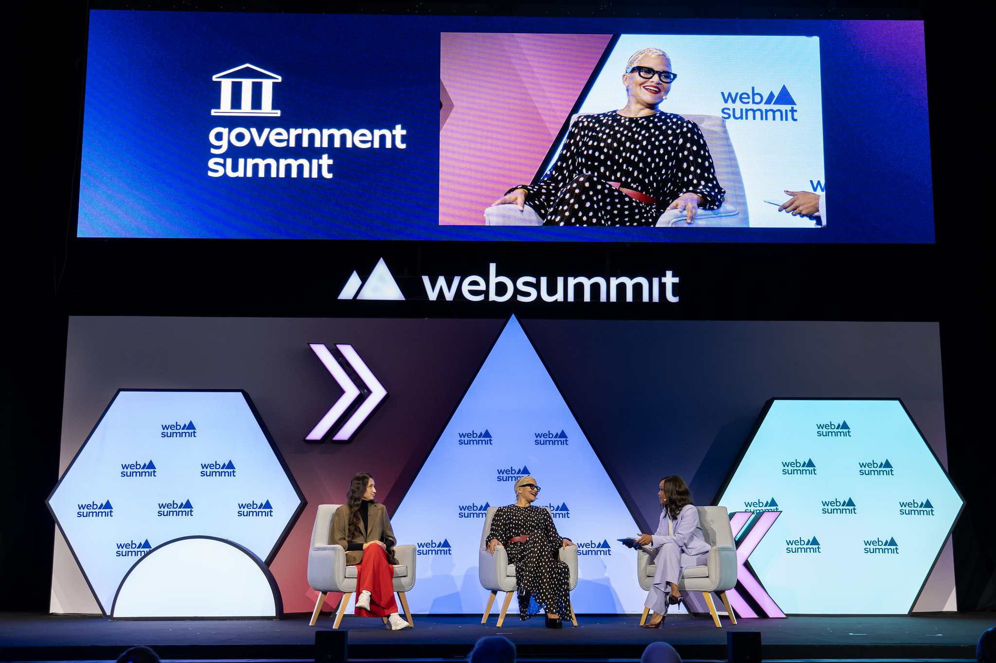 Cristina Mancini, Black Girls Code; Iryna Volnytska, SET University; Folly Bah Thibault, Al Jazeera English; Government Summit stage; Doha; DECC; Web Summit Qatar 2025